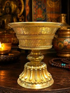 Finely Crafted Tibetan Brass Butter Lamp